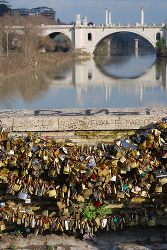 It's kind of reassuring to know that you're not the first, and you won't be the last, to leave a padlock on Rome's Ponte Milvio. Photo by jonworth-eu on Creative Commons.
