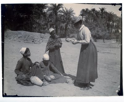 Petrie's sister in law - Amy - purchasing antiquities. Image courtesy of University College London, Petrie Museum of Egyptian Archaeology