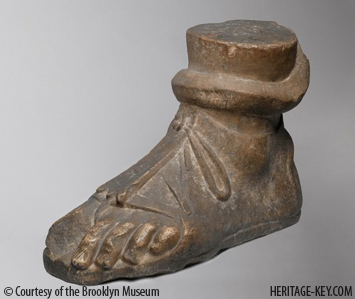 Colossal Left Foot - Provenance unknown, Roman Period, 1st - 2nd century C.E. Image courtesy of the Brooklyn Museum.