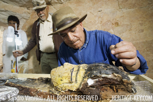 Dr. Zahi Hawass examines a mummy. Image Copyright - Sandro Vannini