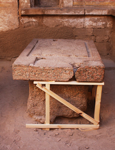 The naos piece in its original position in the Ptah Temple at Karnak. Photograph by Jennifer Willoughby