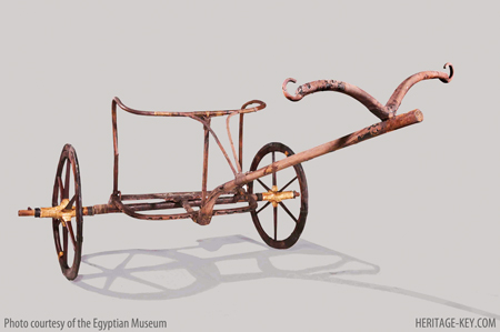 The Chariot - found in the Antechambre - is unique, in that it does not look like the other chariots found, and does not appear in wall paintings. - Image courtesy of the Egyptian Museum