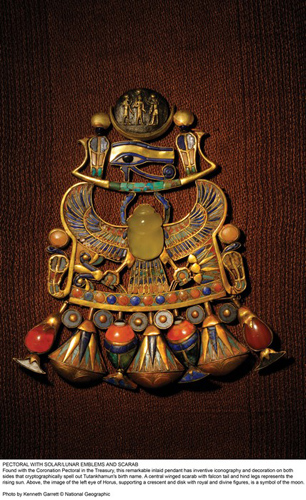 Pectoral with solar/lunar emblems and scarab.  Kenneth Garrett/National Geographic